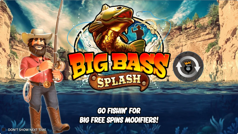 Big Bass Splash original introduction showing the full title and fishing artwork
